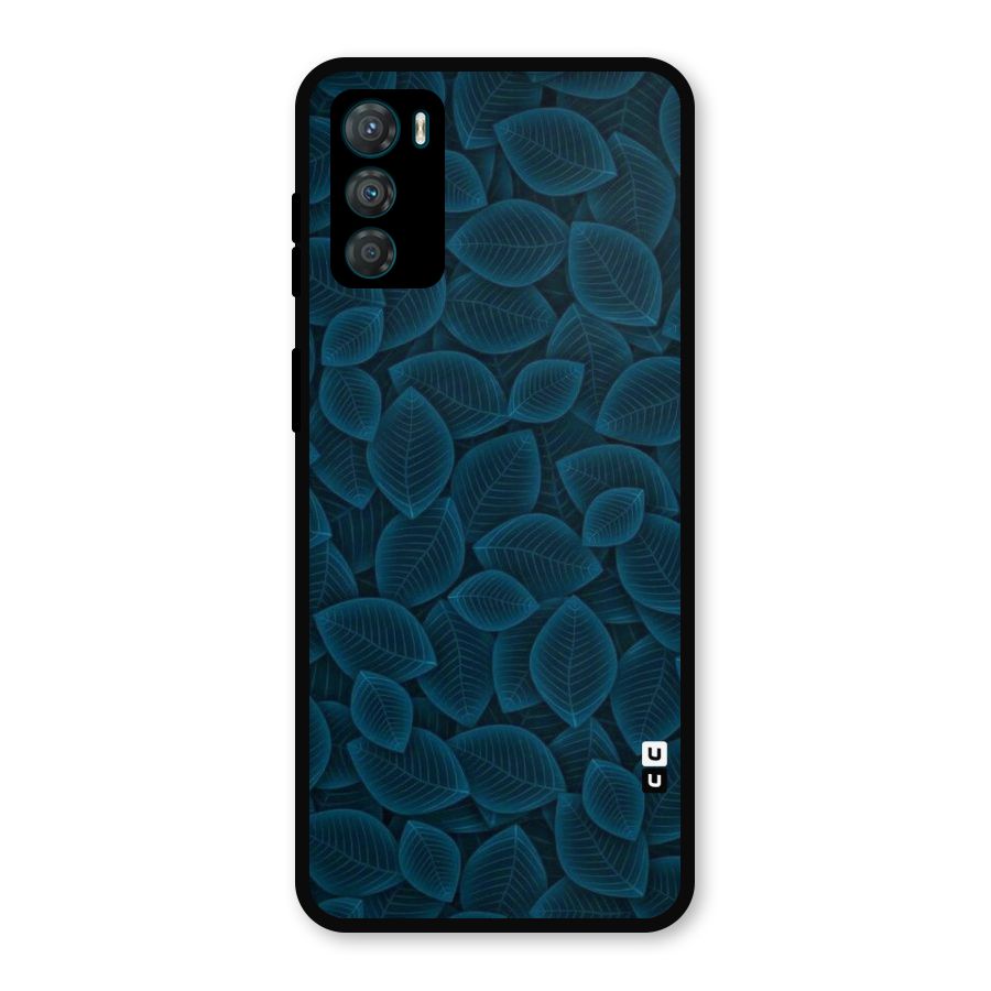 Blue Thin Leaves Metal Back Case for Moto G42