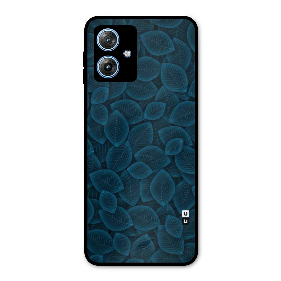 Blue Thin Leaves Metal Back Case for Moto G54