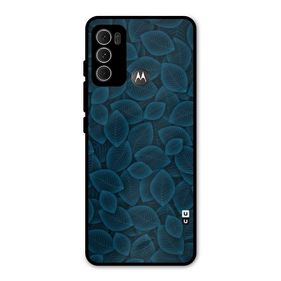 Blue Thin Leaves Metal Back Case for Moto G60