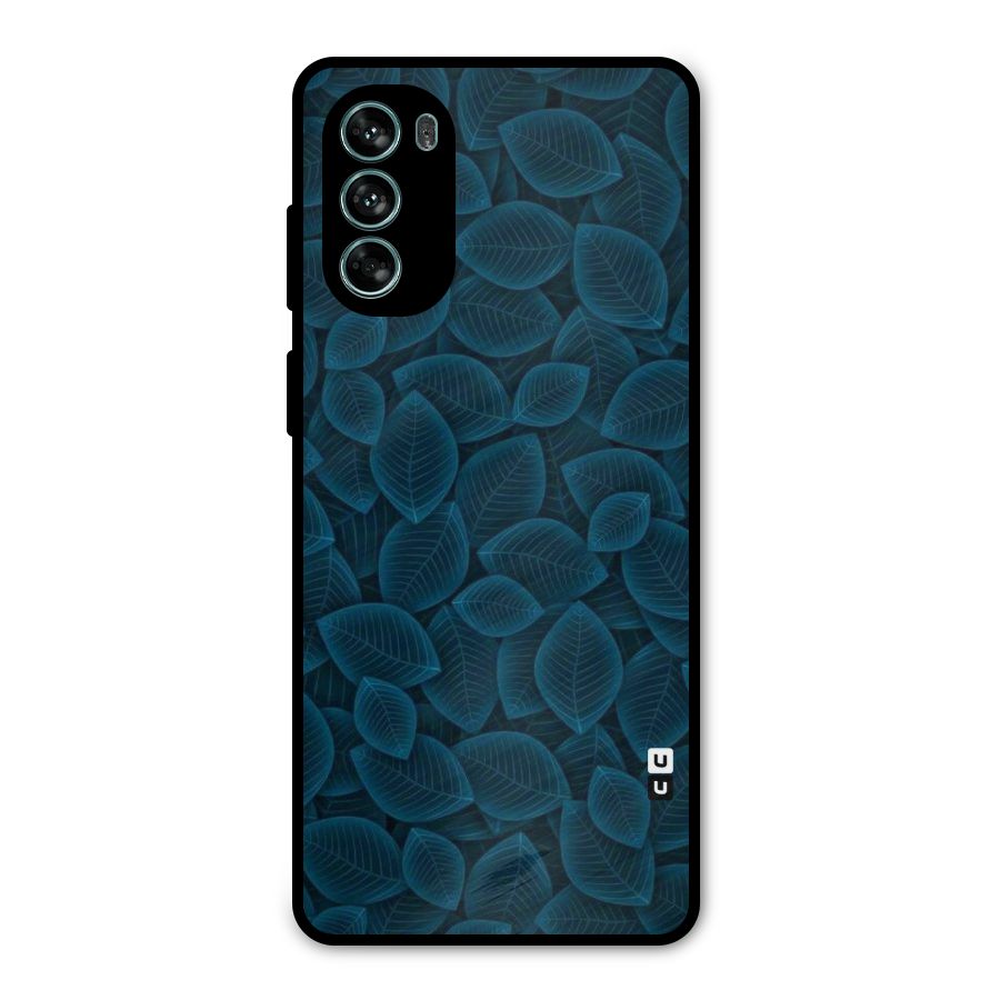 Blue Thin Leaves Metal Back Case for Moto G62