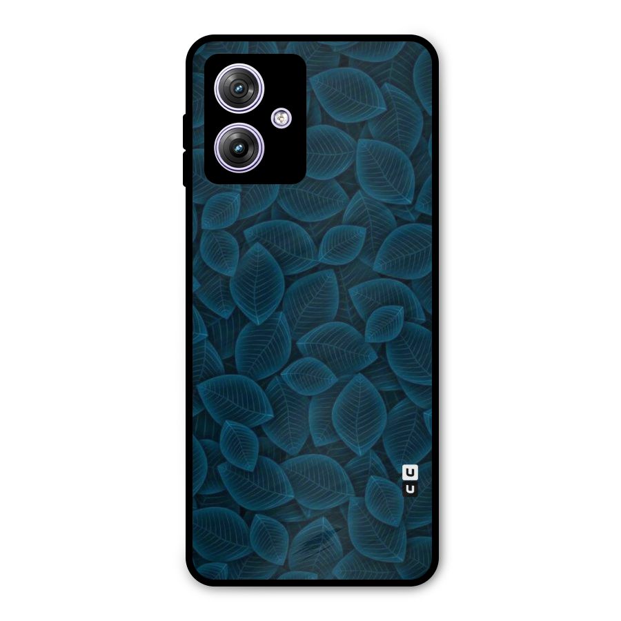 Blue Thin Leaves Metal Back Case for Moto G64