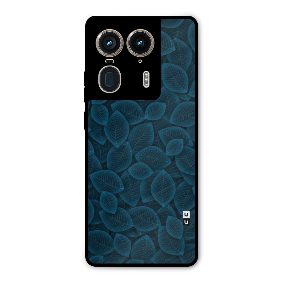 Blue Thin Leaves Metal Back Case for Motorola Edge 50 Ultra