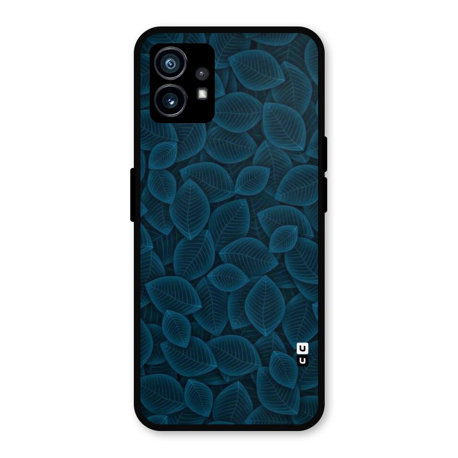 Blue Thin Leaves Metal Back Case for Nothing Phone 1