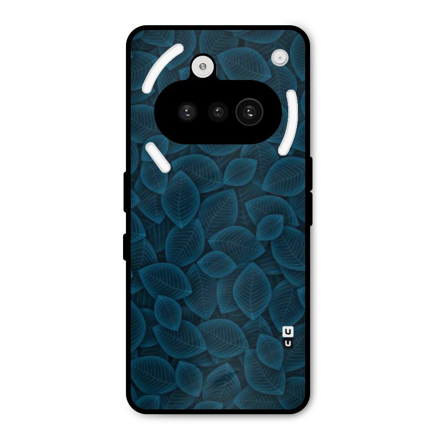 Blue Thin Leaves Metal Back Case for Nothing Phone 3a