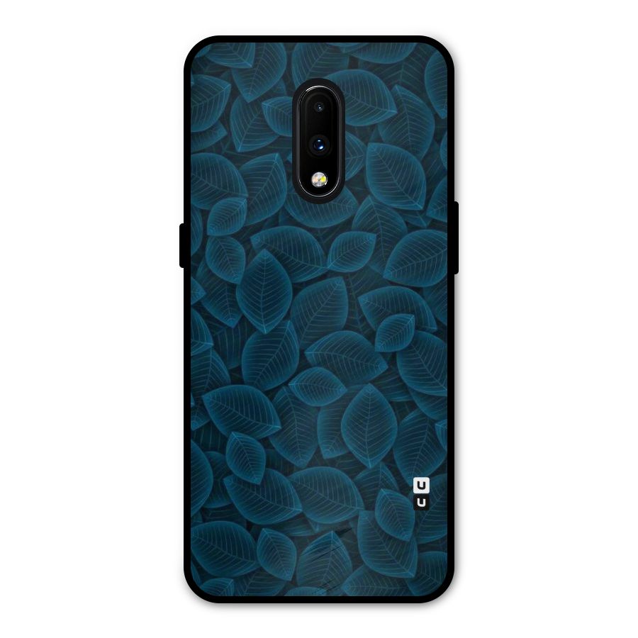 Blue Thin Leaves Metal Back Case for OnePlus 7
