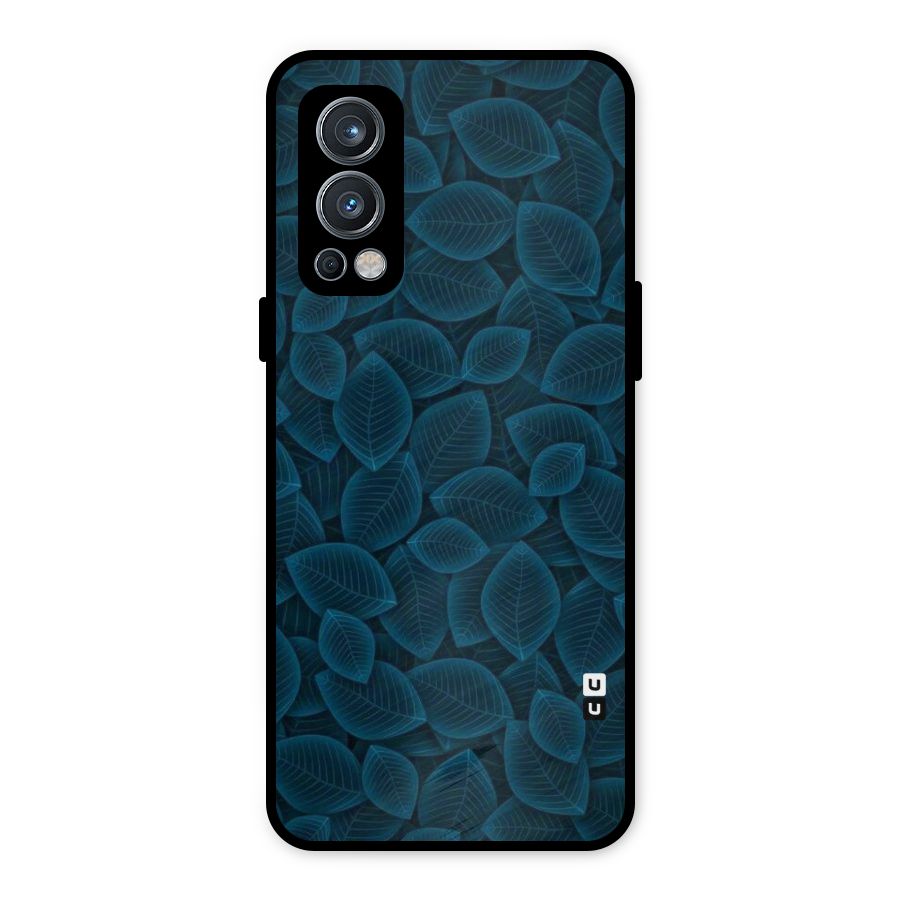 Blue Thin Leaves Metal Back Case for OnePlus Nord 2 5G