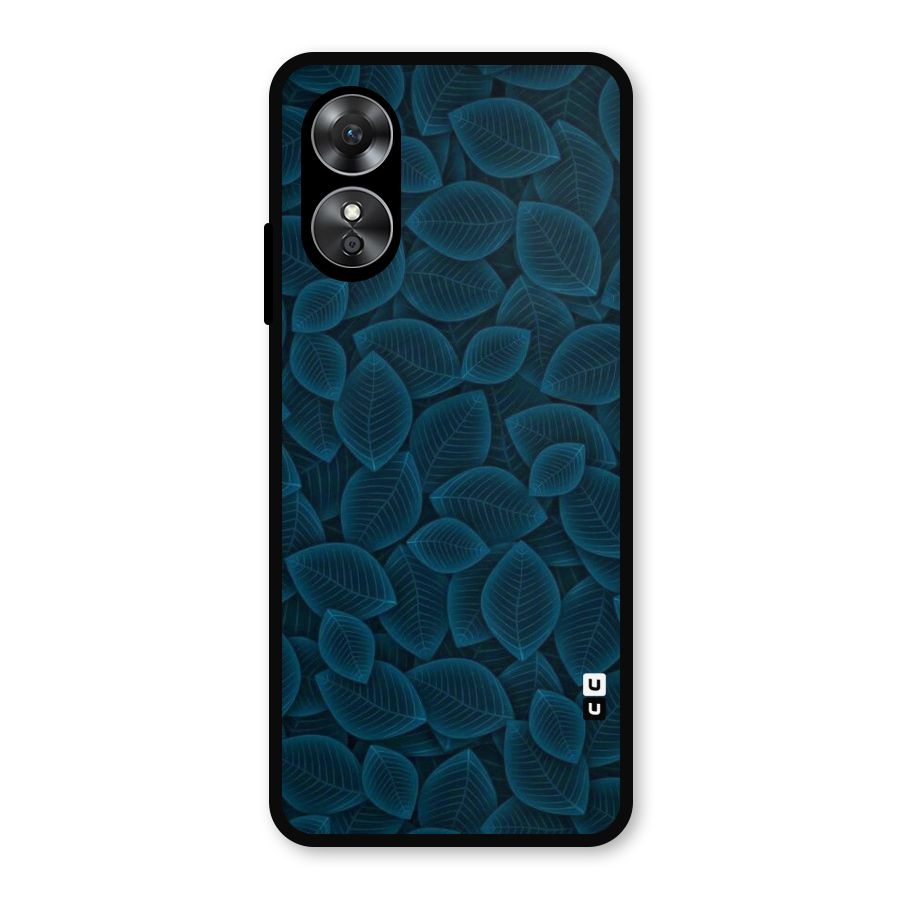 Blue Thin Leaves Metal Back Case for Oppo A17