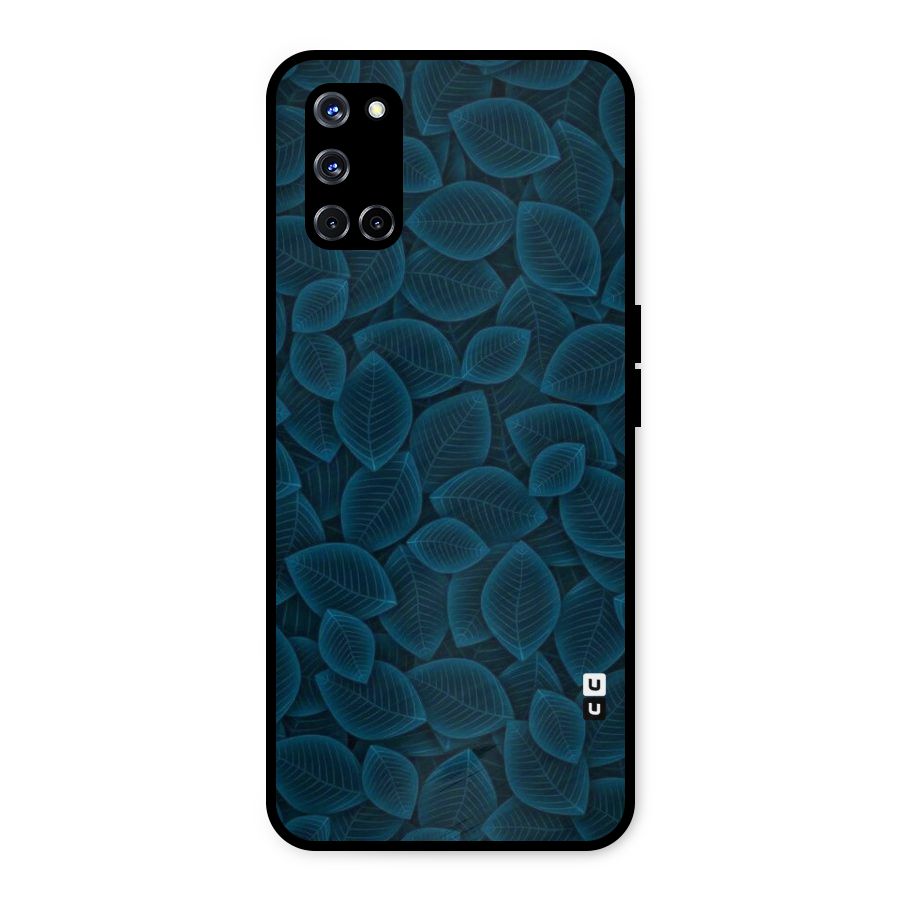 Blue Thin Leaves Metal Back Case for Oppo A52