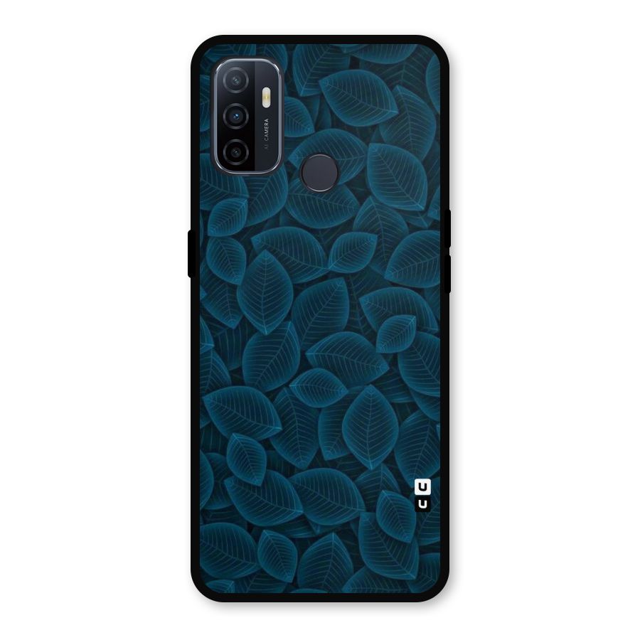 Blue Thin Leaves Metal Back Case for Oppo A53
