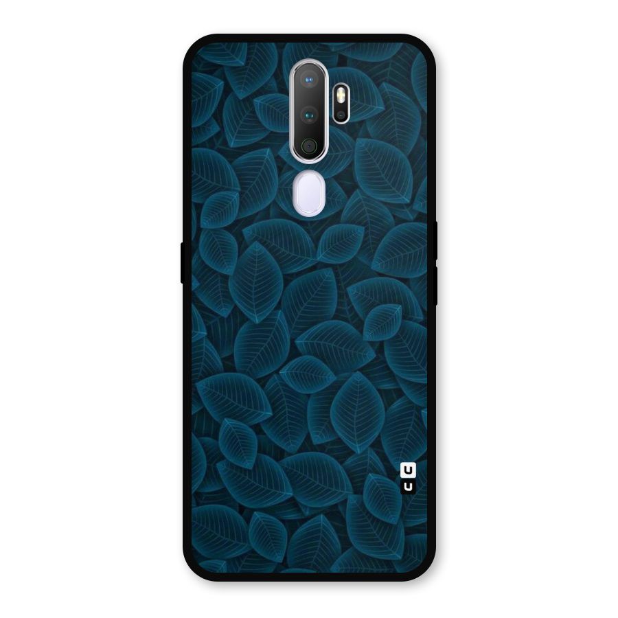 Blue Thin Leaves Metal Back Case for Oppo A5 (2020)