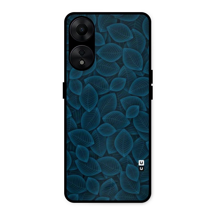 Blue Thin Leaves Metal Back Case for Oppo A78 5G