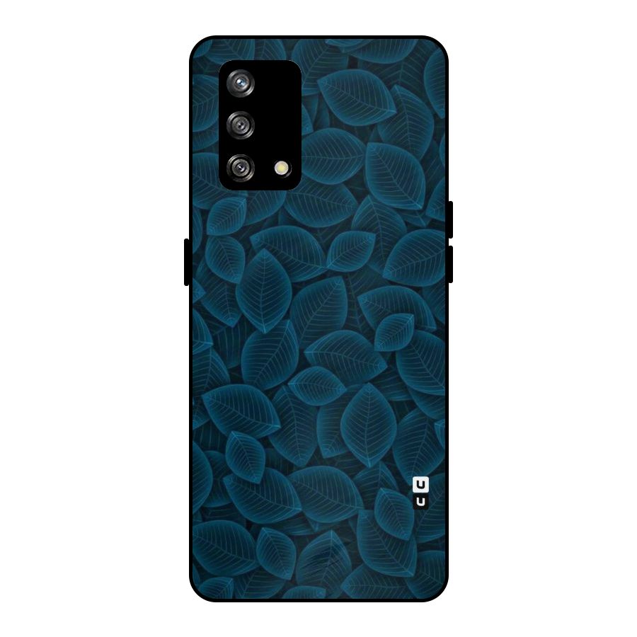 Blue Thin Leaves Metal Back Case for Oppo F19