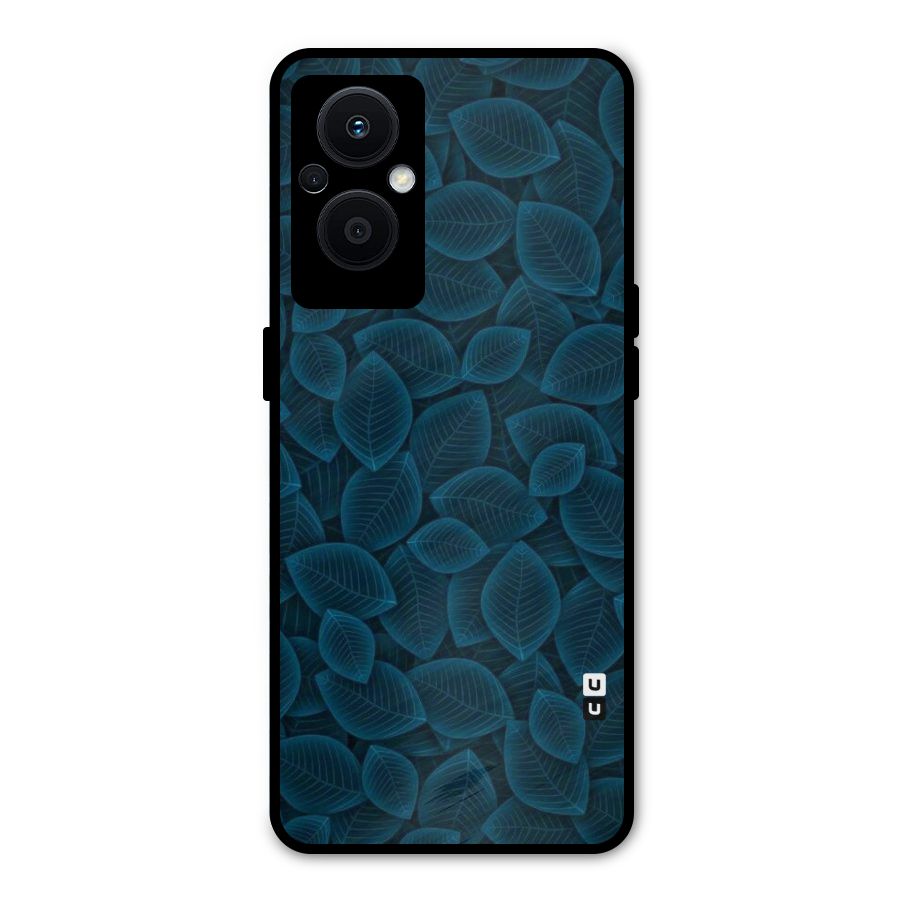 Blue Thin Leaves Metal Back Case for Oppo F21 Pro 5G