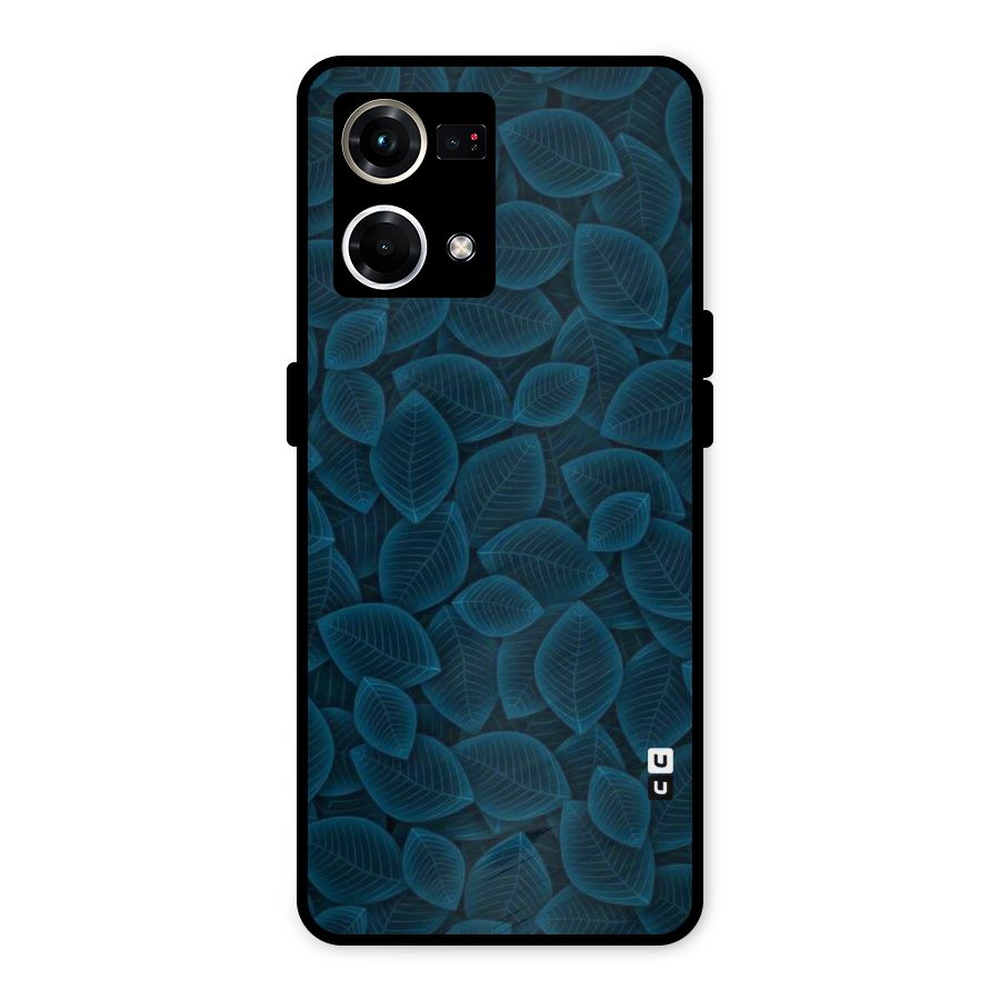 Blue Thin Leaves Metal Back Case for Oppo F21s Pro 4G