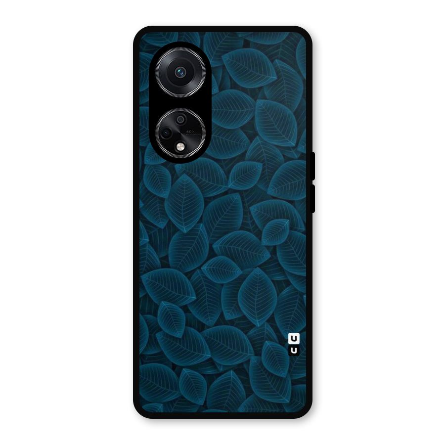 Blue Thin Leaves Metal Back Case for Oppo F23