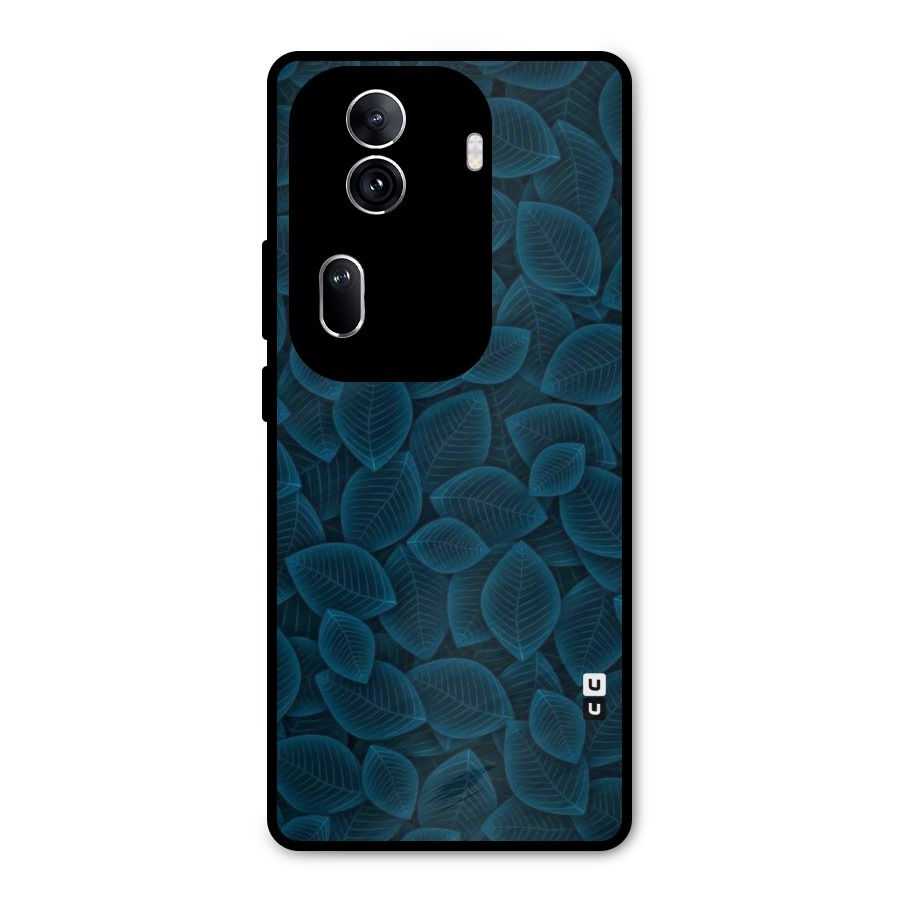 Blue Thin Leaves Metal Back Case for Oppo Reno11 Pro 5G
