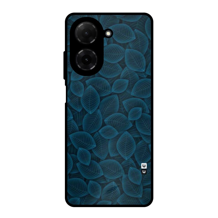 Blue Thin Leaves Metal Back Case for Poco C71
