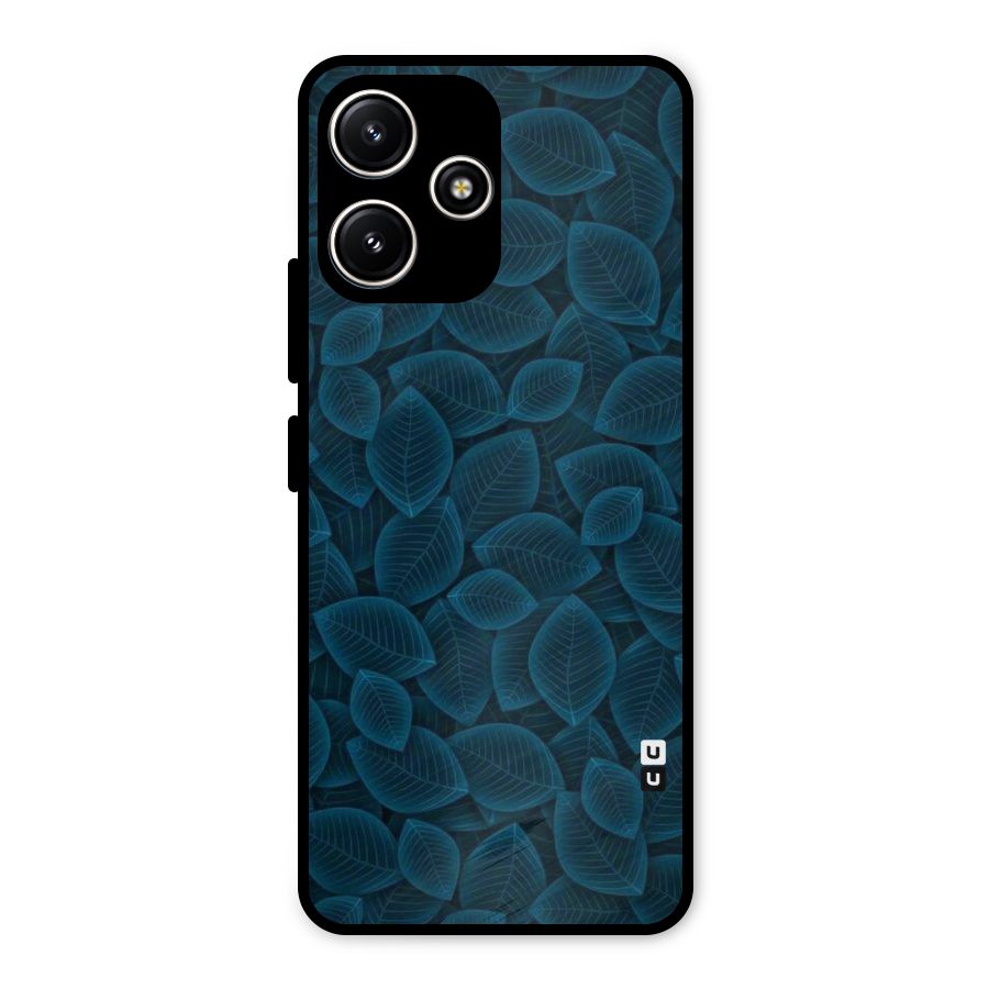 Blue Thin Leaves Metal Back Case for Poco M6 Pro
