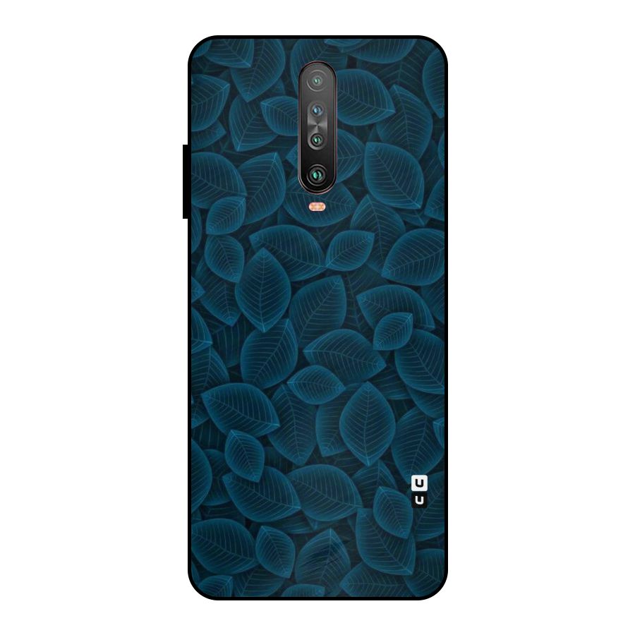 Blue Thin Leaves Metal Back Case for Poco X2