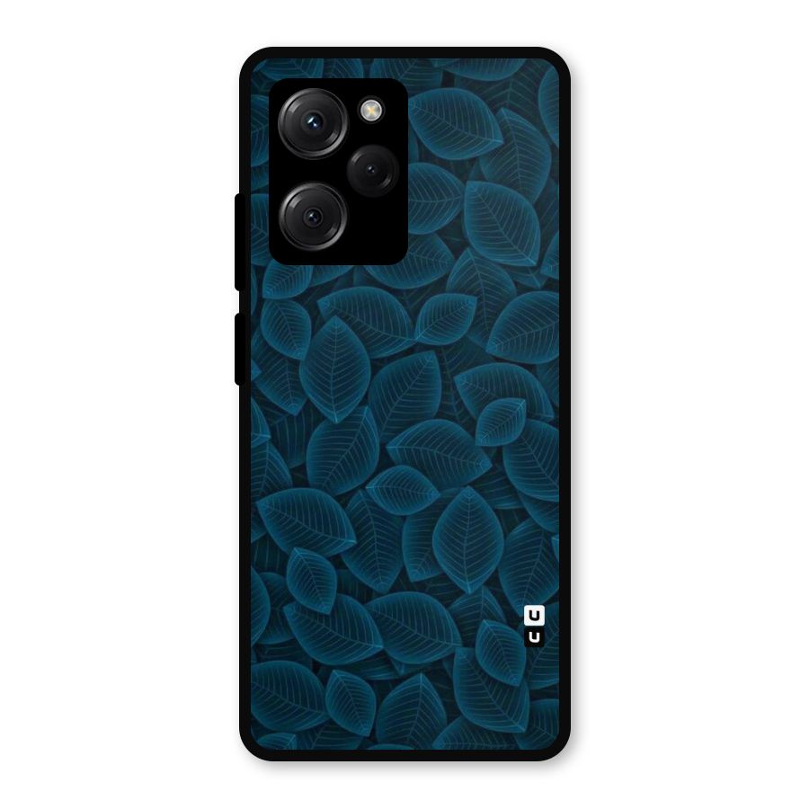 Blue Thin Leaves Metal Back Case for Poco X5 Pro
