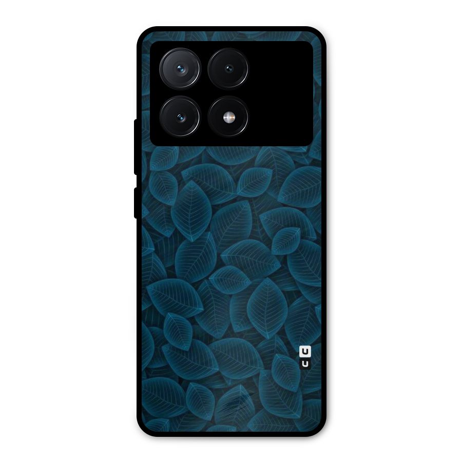 Blue Thin Leaves Metal Back Case for Poco X6 Pro