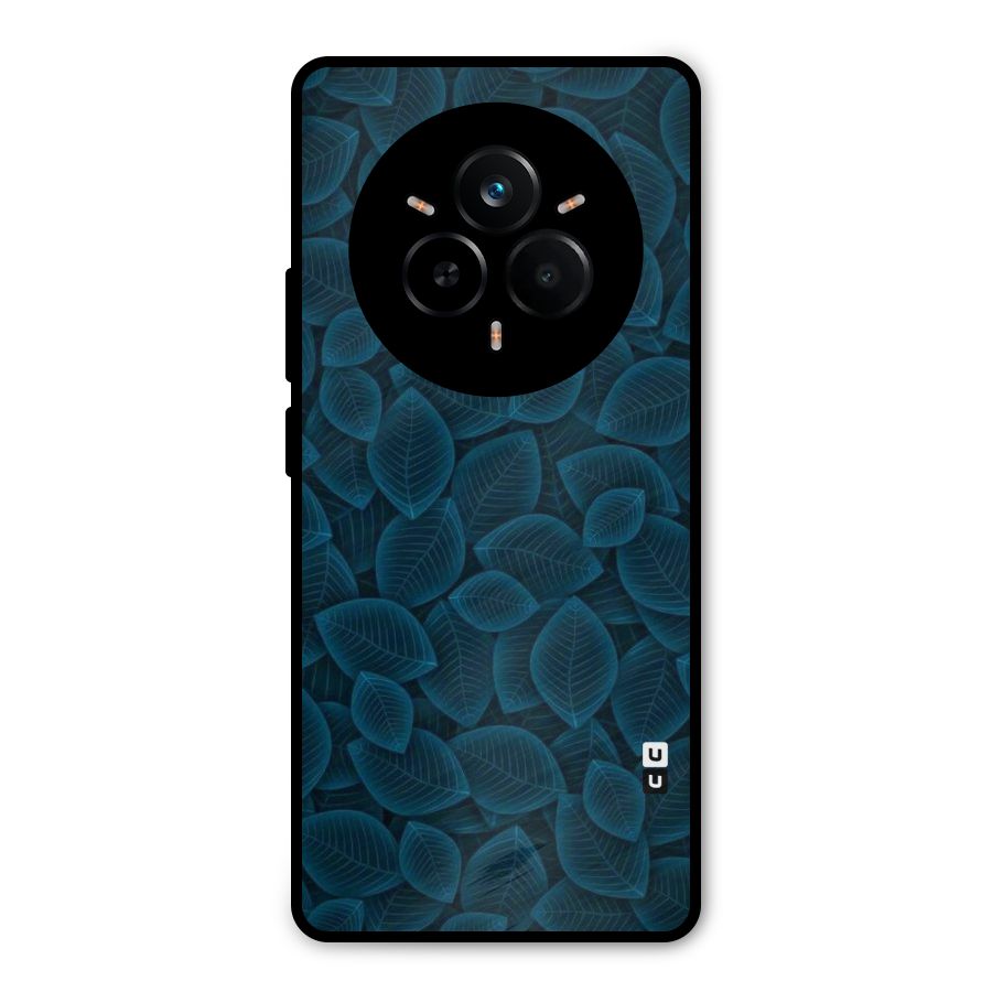 Blue Thin Leaves Metal Back Case for Realme 14 Pro