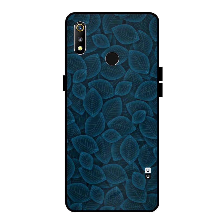 Blue Thin Leaves Metal Back Case for Realme 3i