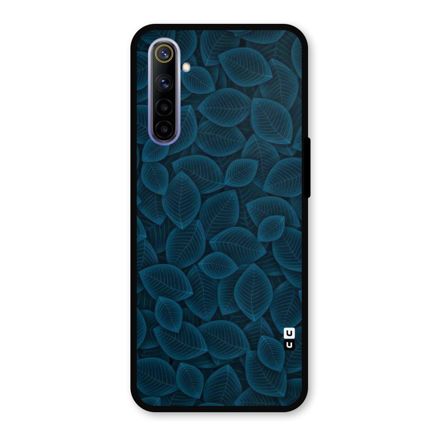 Blue Thin Leaves Metal Back Case for Realme 6i