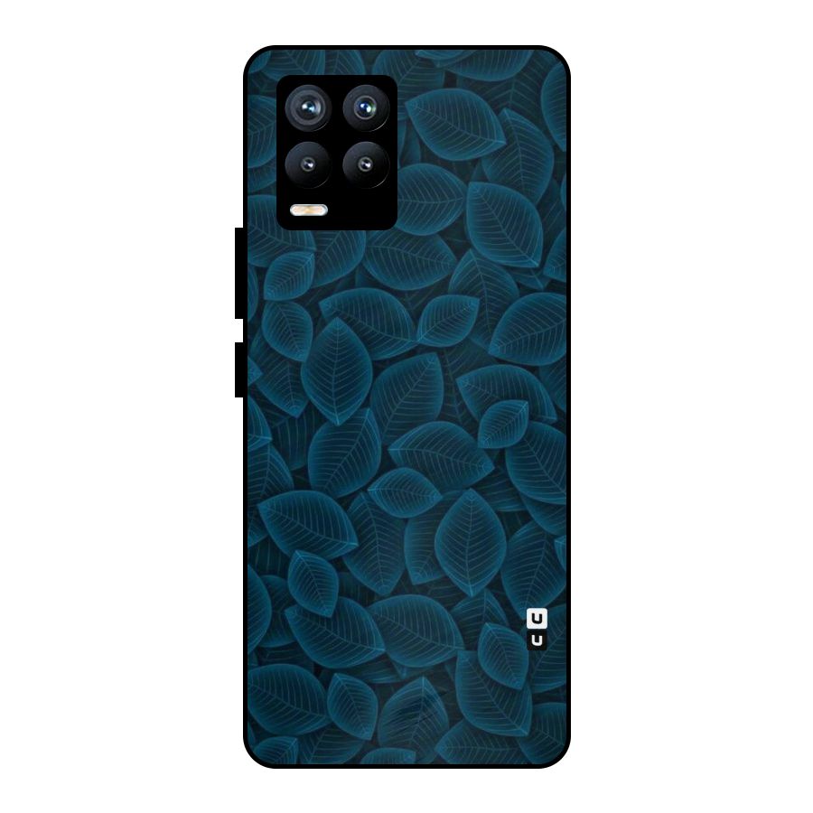 Blue Thin Leaves Metal Back Case for Realme 8 Pro