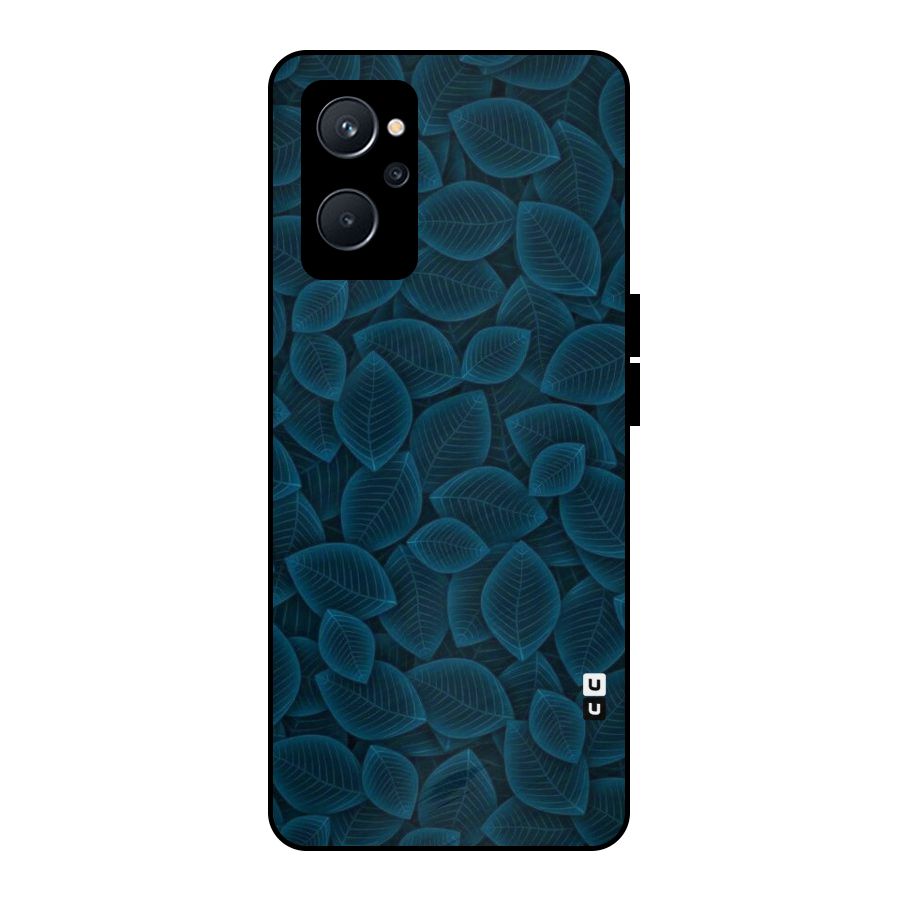 Blue Thin Leaves Metal Back Case for Realme 9i 5G