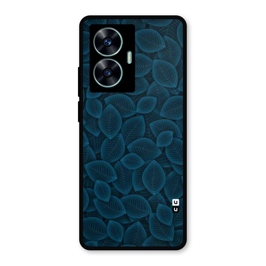 Blue Thin Leaves Metal Back Case for Realme C55