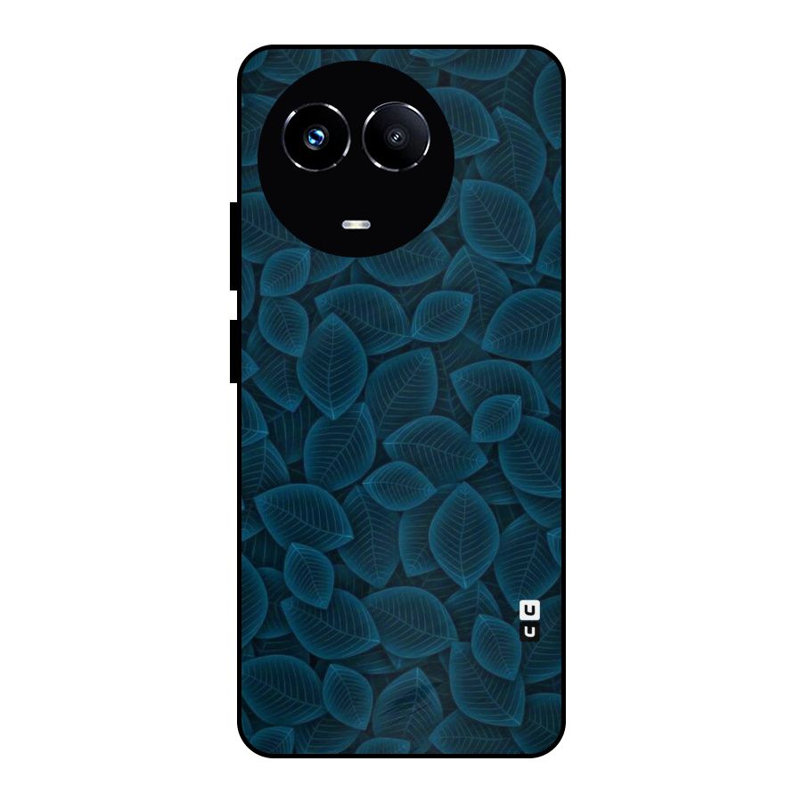 Blue Thin Leaves Metal Back Case for Realme Narzo 60X