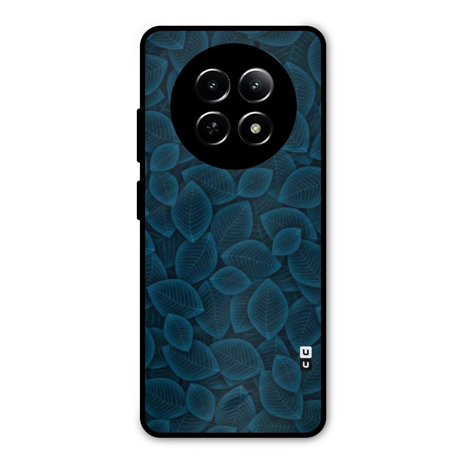 Blue Thin Leaves Metal Back Case for Realme Narzo 70x 5G