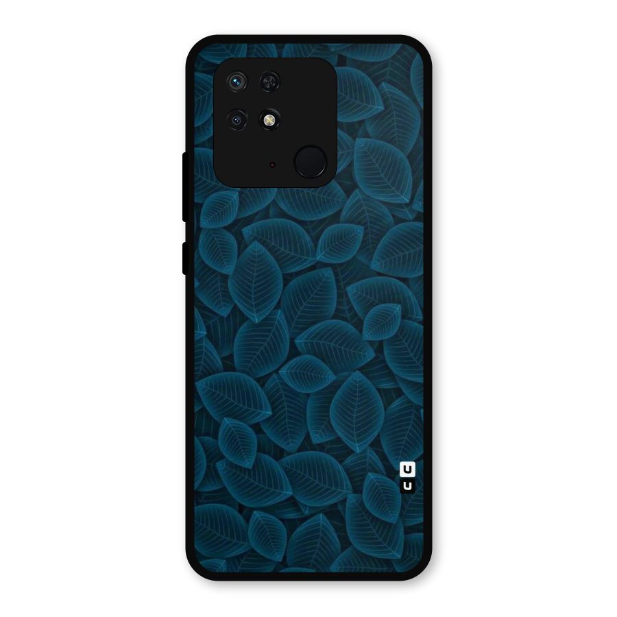 Blue Thin Leaves Metal Back Case for Redmi 10