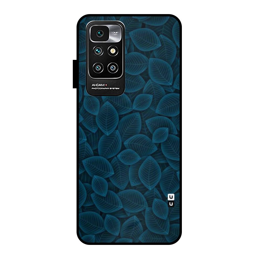 Blue Thin Leaves Metal Back Case for Redmi 10 Prime