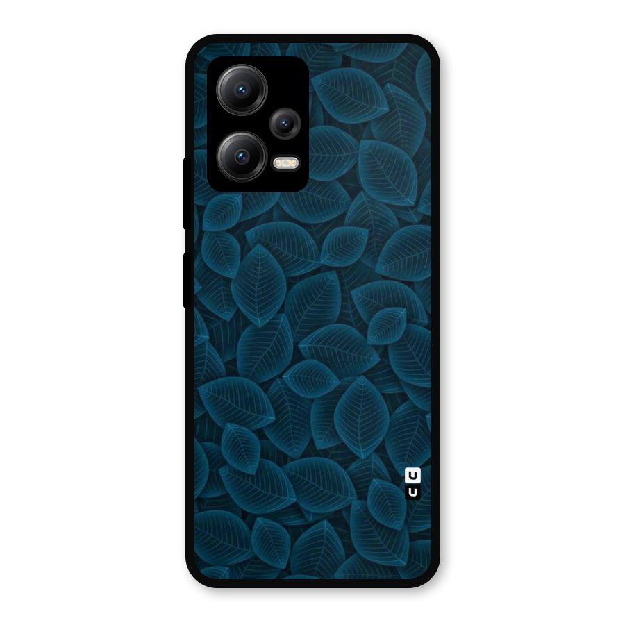 Blue Thin Leaves Metal Back Case for Redmi Note 12 5G