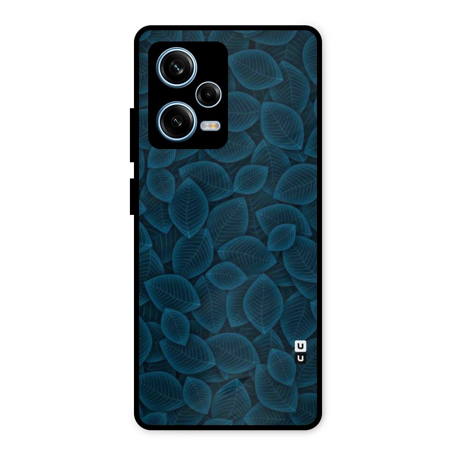 Blue Thin Leaves Metal Back Case for Redmi Note 12 Pro