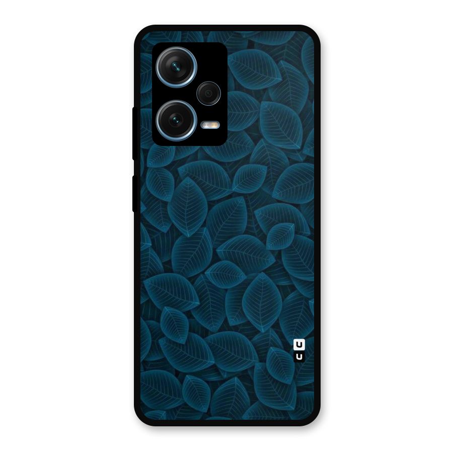 Blue Thin Leaves Metal Back Case for Redmi Note 12 Pro Plus 5G