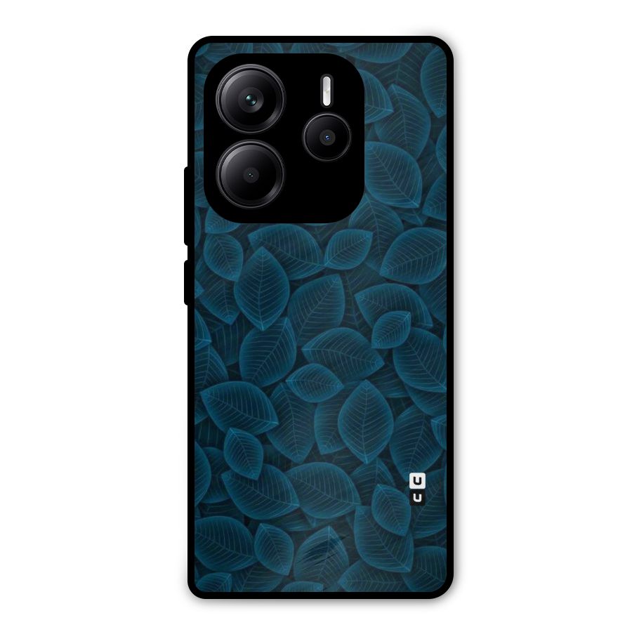 Blue Thin Leaves Metal Back Case for Redmi Note 14 5G