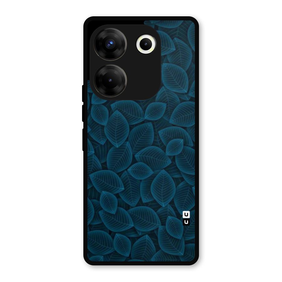Blue Thin Leaves Metal Back Case for Tecno Camon 20