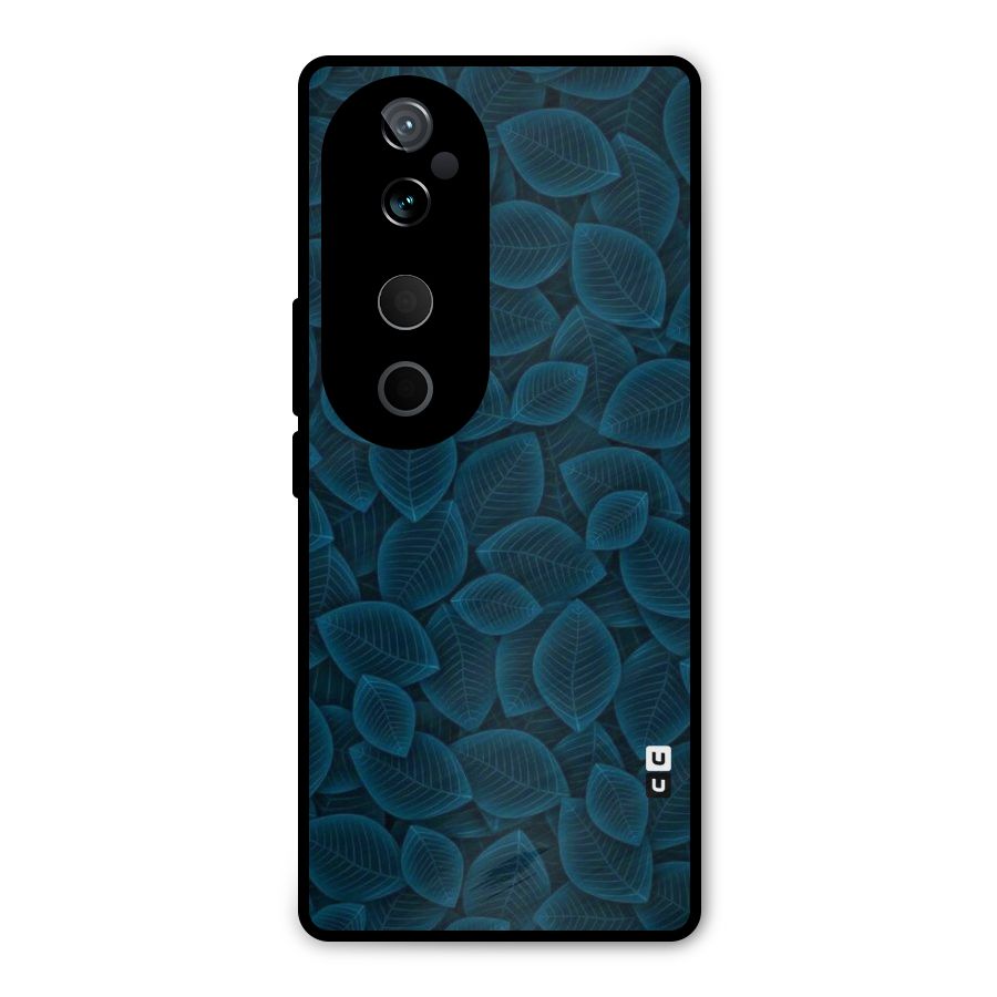 Blue Thin Leaves Metal Back Case for Vivo T3 Ultra