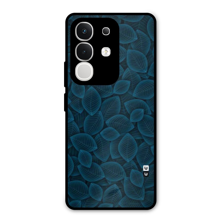 Blue Thin Leaves Metal Back Case for Vivo T4x