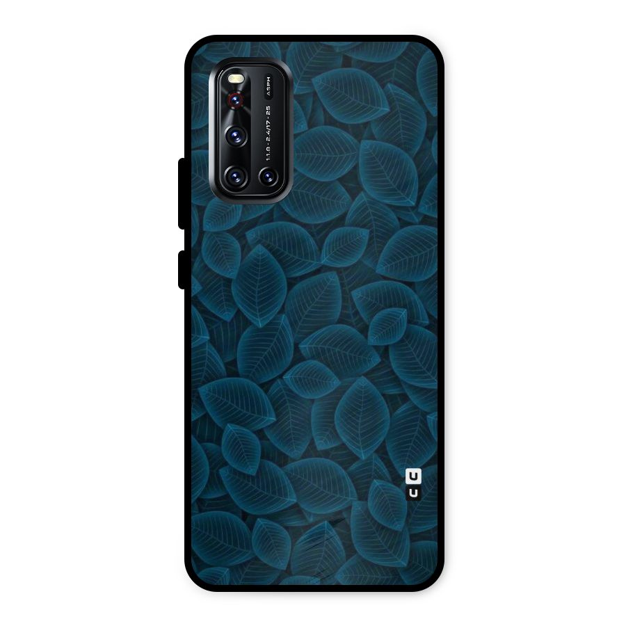 Blue Thin Leaves Metal Back Case for Vivo V19