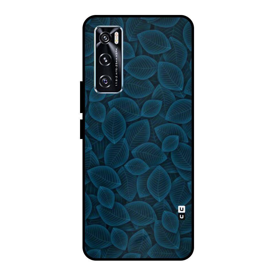 Blue Thin Leaves Metal Back Case for Vivo V20 SE