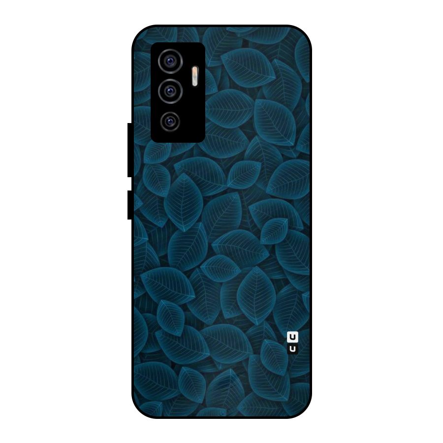 Blue Thin Leaves Metal Back Case for Vivo V23e