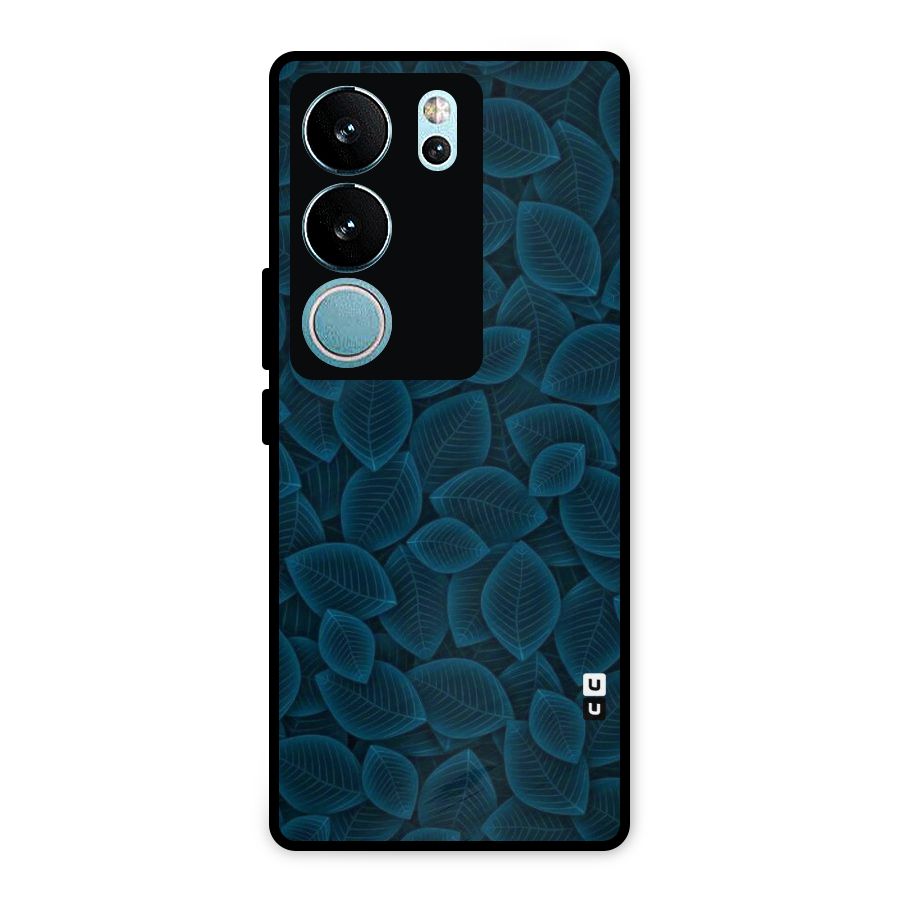 Blue Thin Leaves Metal Back Case for Vivo V29
