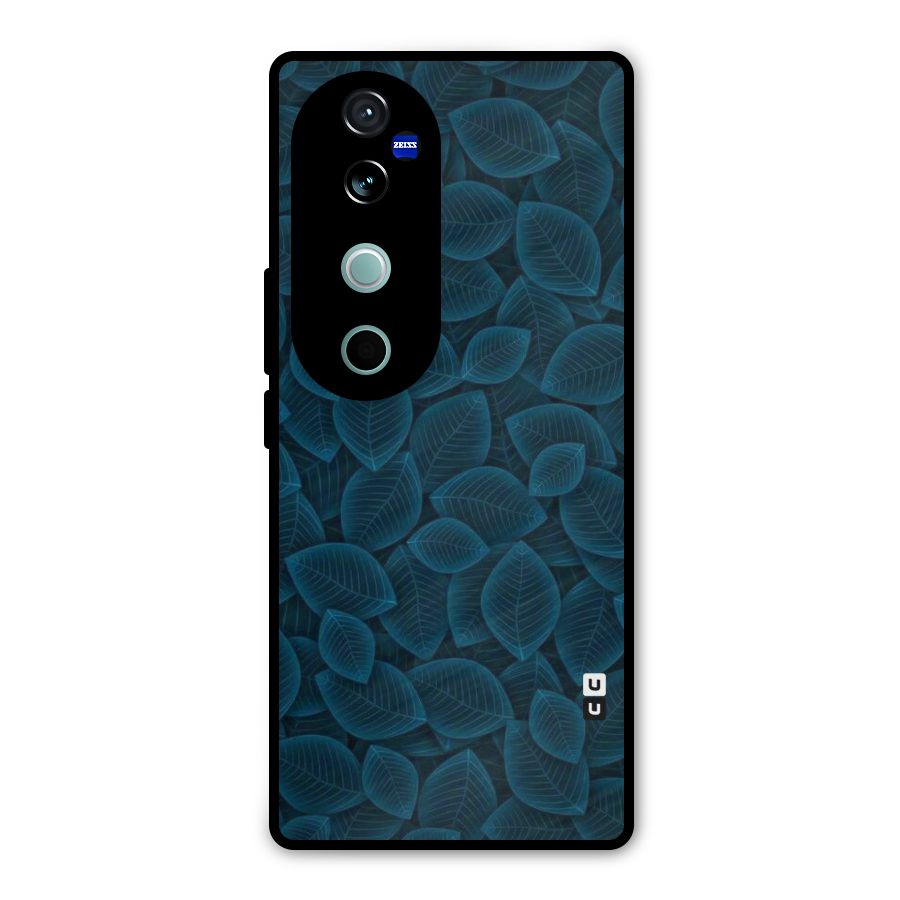 Blue Thin Leaves Metal Back Case for Vivo V40