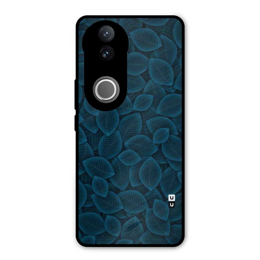 Blue Thin Leaves Metal Back Case for Vivo V50e