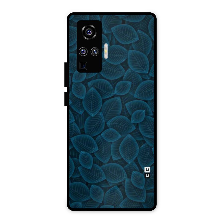Blue Thin Leaves Metal Back Case for Vivo X50 Pro