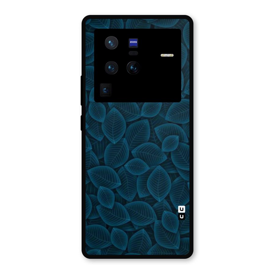 Blue Thin Leaves Metal Back Case for Vivo X80 Pro